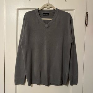 Grey V-Neck Knit Sweater